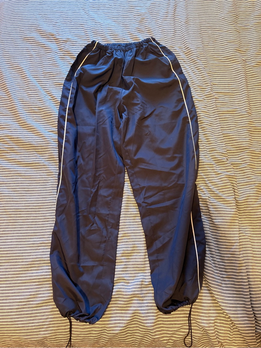 Men's Navy Blue Track Pants with Side Piping